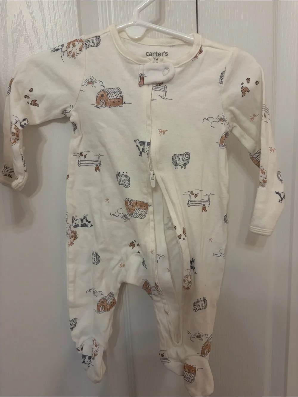 Carter’s Animal farm zoo elephant Footie Pajamas sleepers lot bundle set of 2